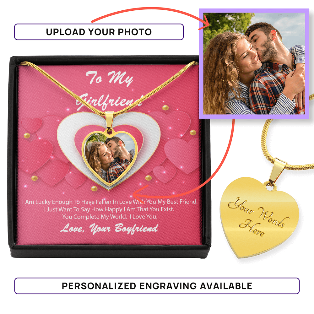 Photo Memory Heart Necklace - Girlfriend - Pink Delight