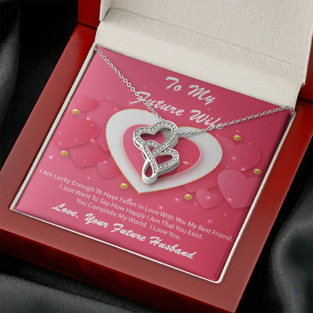 Double Hearts Necklace - Pink Delight - Future Wife