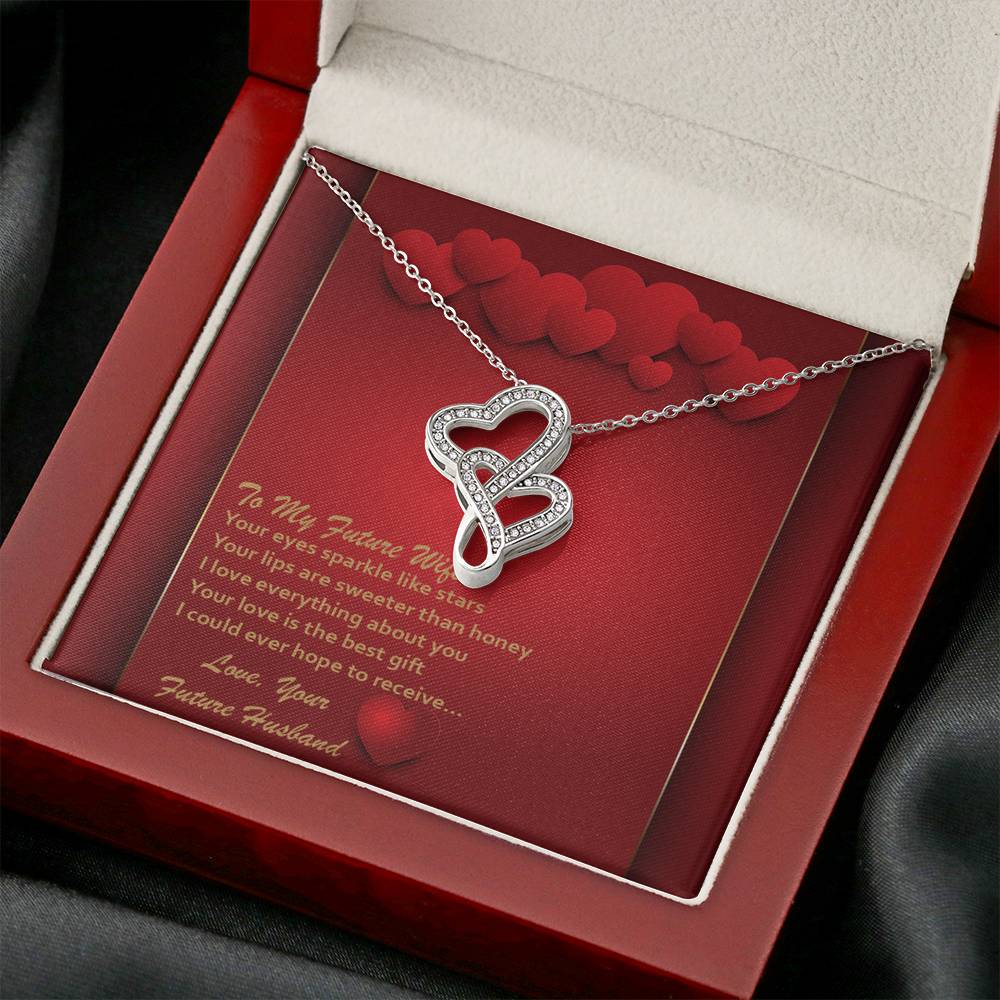 Double Hearts Necklace - Red Hearts - Future Wife