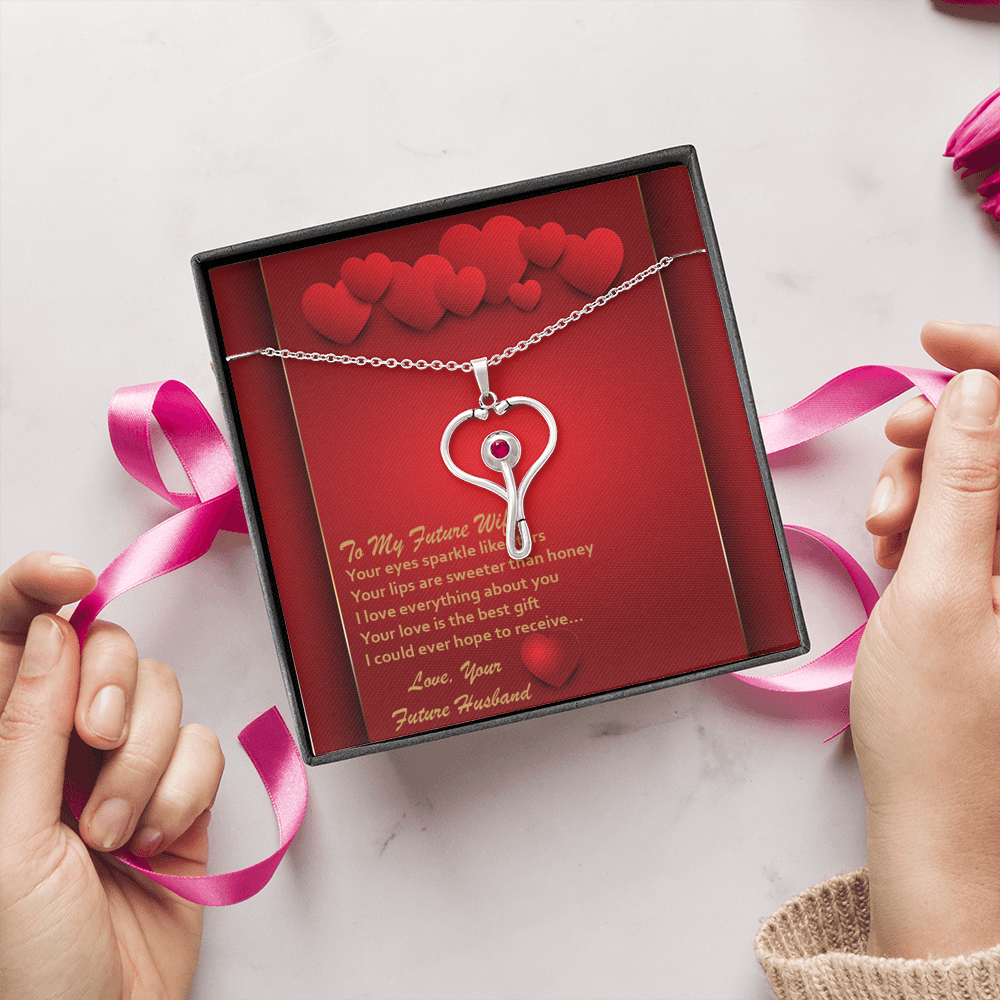 Stethoscope Necklace - Red Hearts - Future Wife