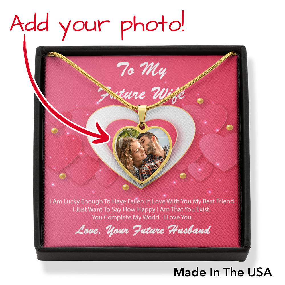Photo Memory Heart Necklace - Pink Delight - Future Wife