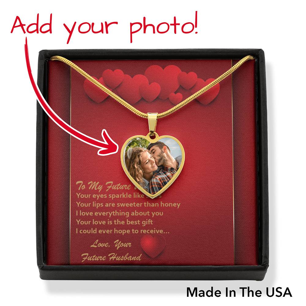 Photo Memory Heart Necklace - Red Hearts - Future Wife