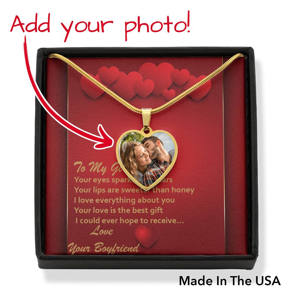 Photo Memory Heart Necklace - Red Hearts - Girlfriend