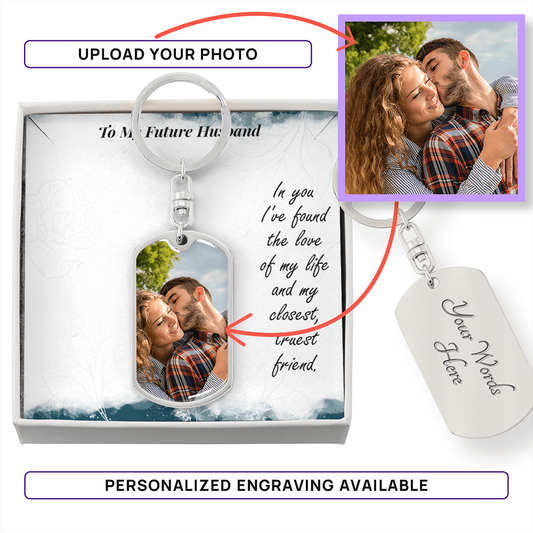 Photo Memory Dog Tag Keychain - Future Husband - Blue Shades