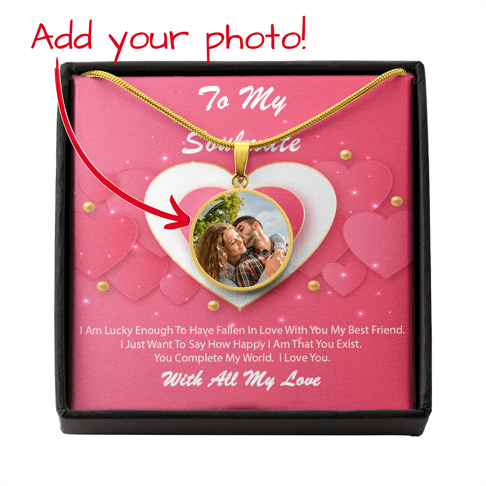 Photo Memory Circle Necklace - Soulmate - Pink Delight