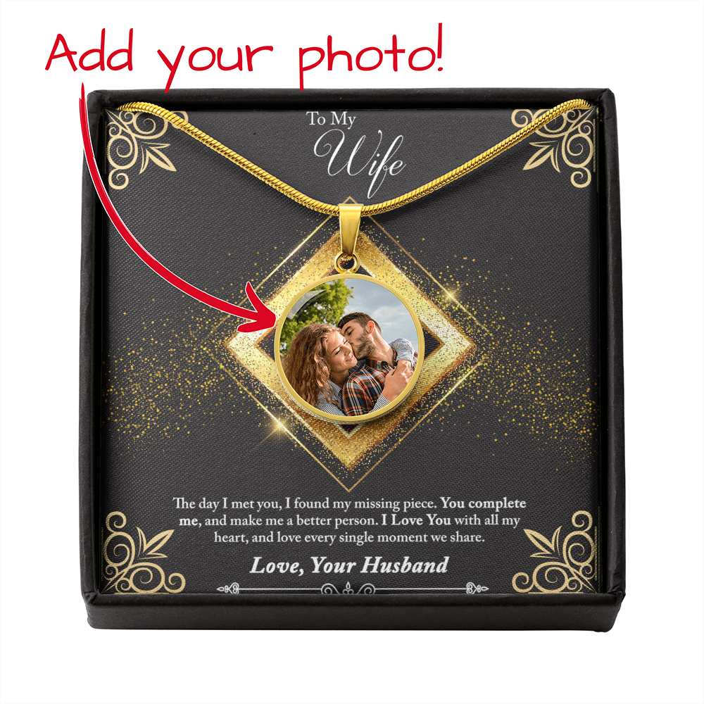 Photo Memory Circle Necklace - Wife - Glitter