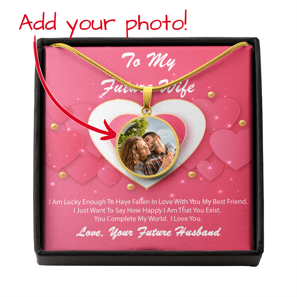 Photo Memory Circle Necklace - Future Wife - Pink Delight