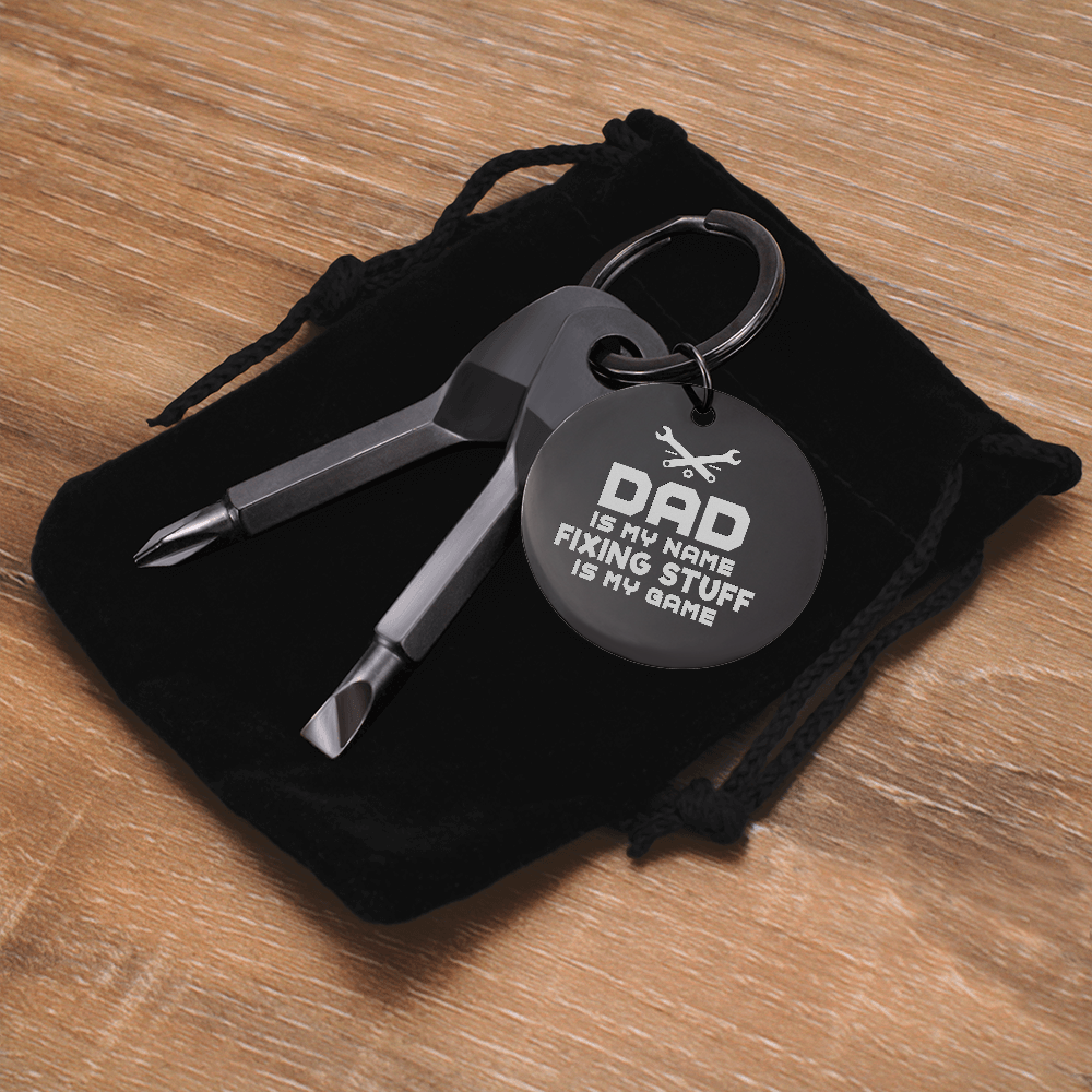 Screwdriver Keychain Set ***Dad Is My Name Fixing Stuff Is My Game***