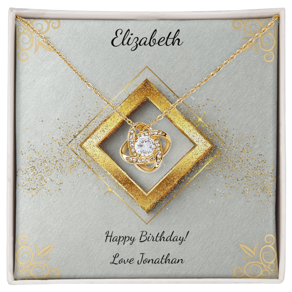 Love Knot Necklace - Personalized Message Card - Pastel Glitter
