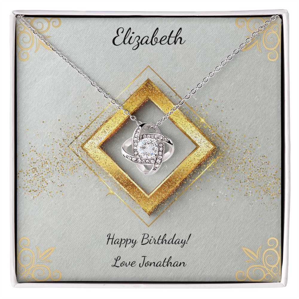 Love Knot Necklace - Personalized Message Card - Pastel Glitter