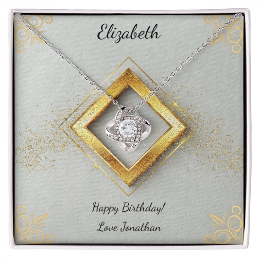 Love Knot Necklace - Pastel Glitter - Personalized Message Card