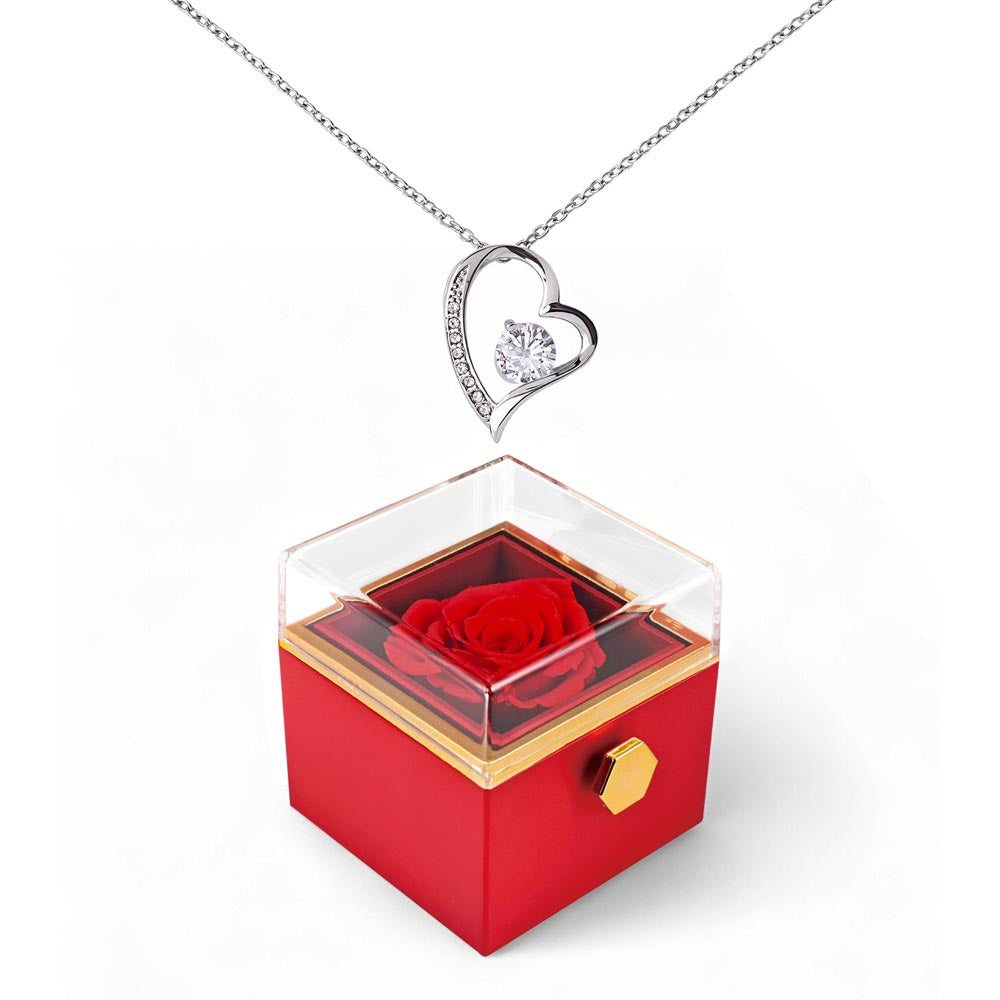Forever Love Necklace with Rotating Rose Gift Box