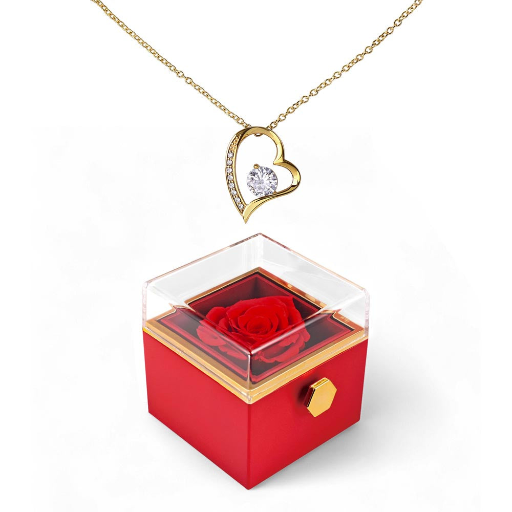 Forever Love Necklace with Rotating Rose Gift Box