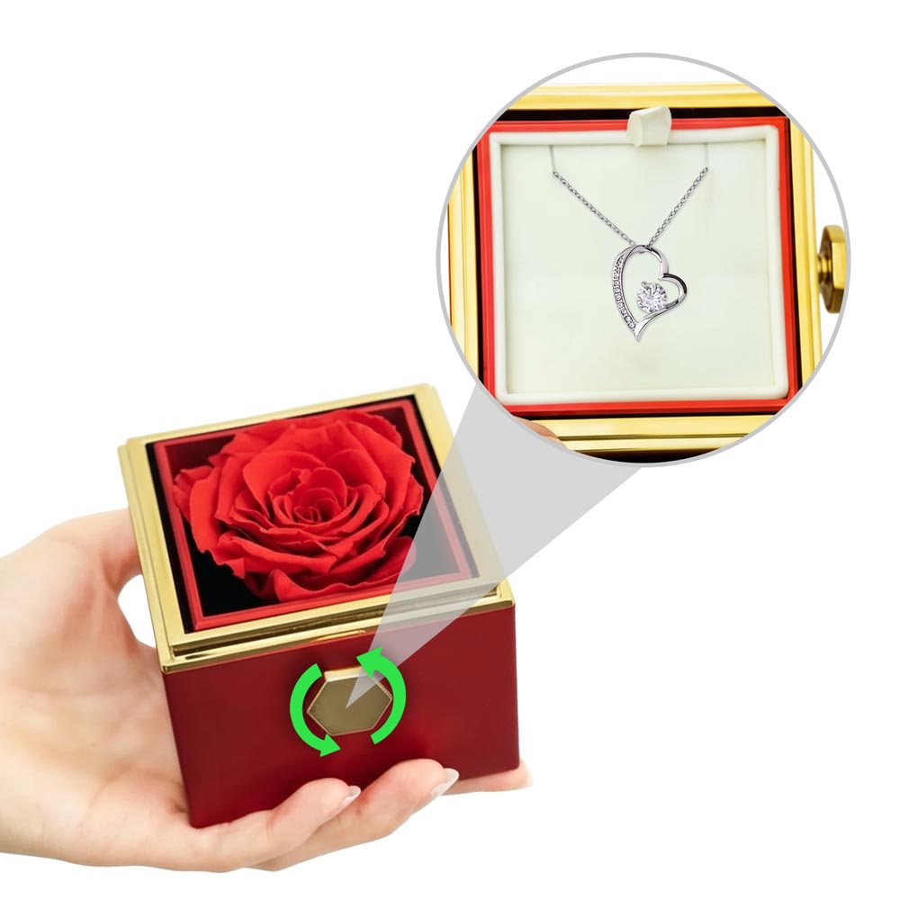 Forever Love Necklace with Rotating Rose Gift Box