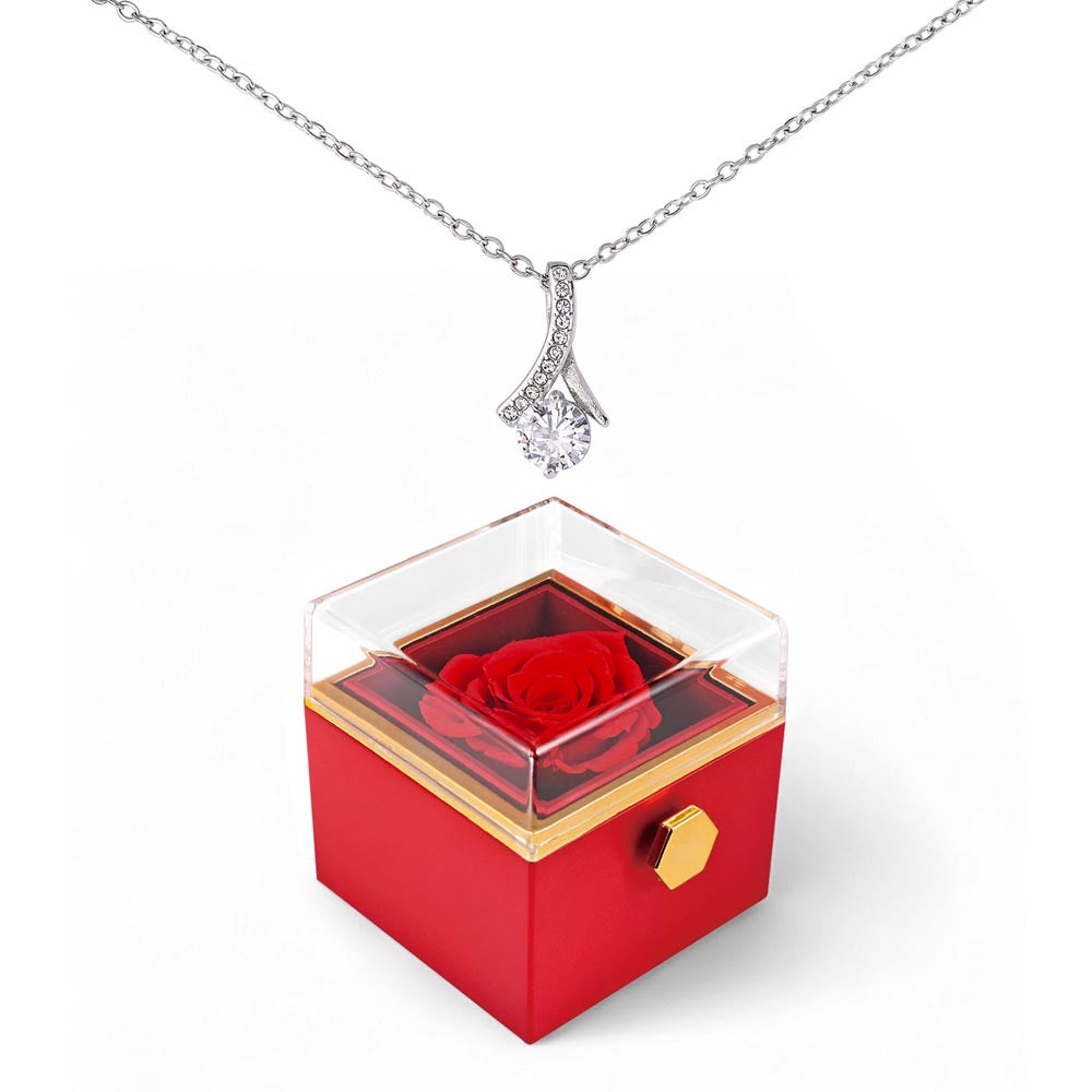 Alluring Beauty Necklace with Rotating Rose Gift Box