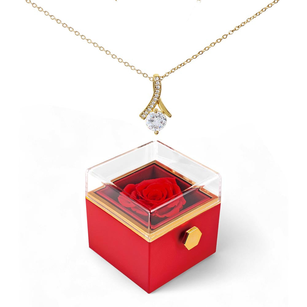 Alluring Beauty Necklace with Rotating Rose Gift Box