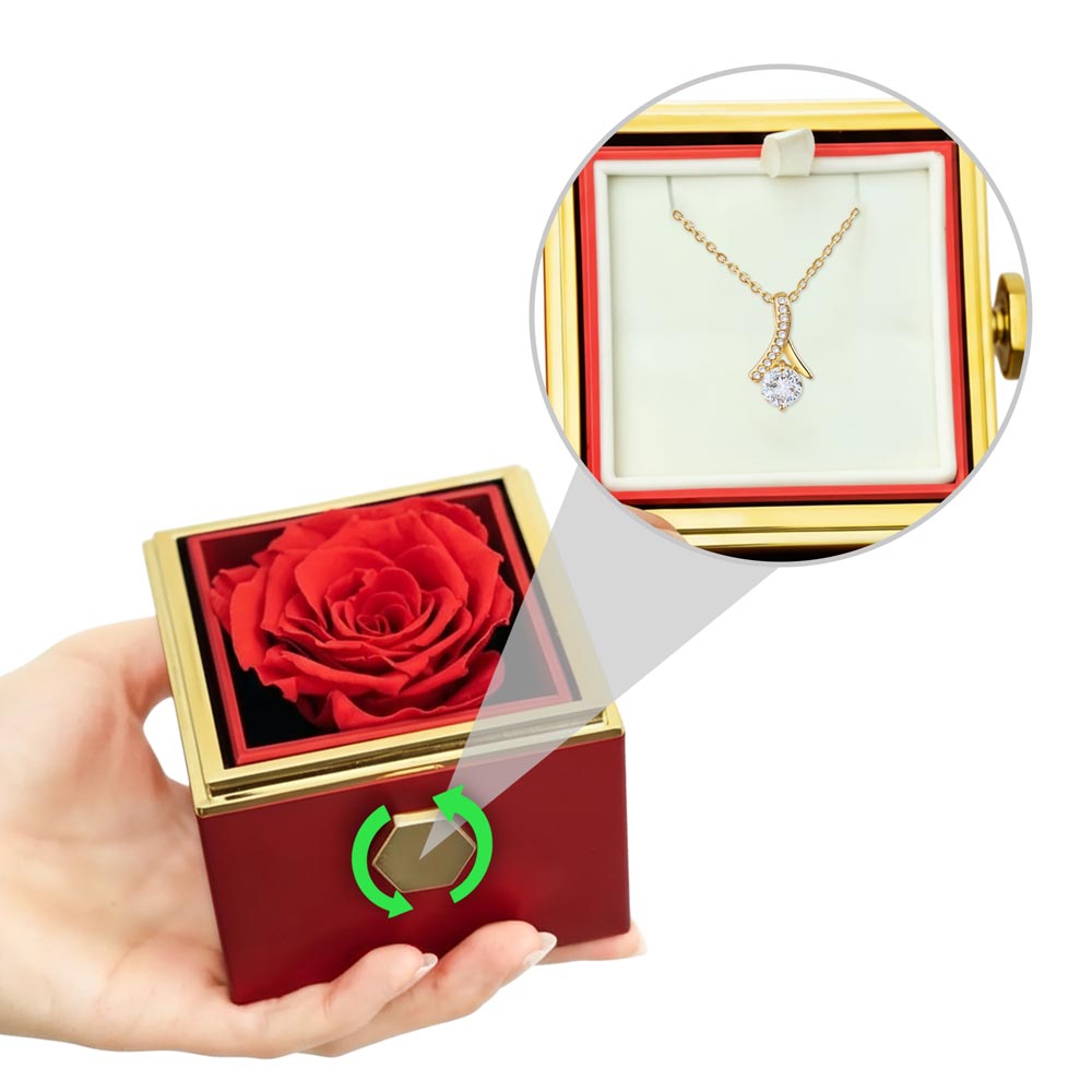 Alluring Beauty Necklace with Rotating Rose Gift Box