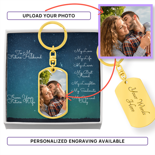Photo Memory Dog Tag Keychain - Future Husband - Stars