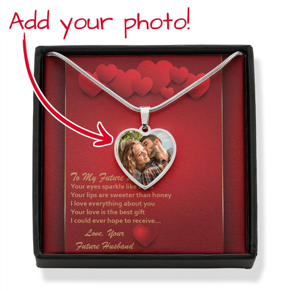 Photo Memory Heart Necklace - Future Wife - Red Hearts