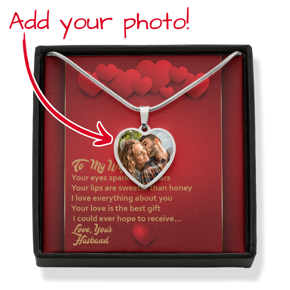 Photo Memory Heart Necklace - Wife - Red Hearts