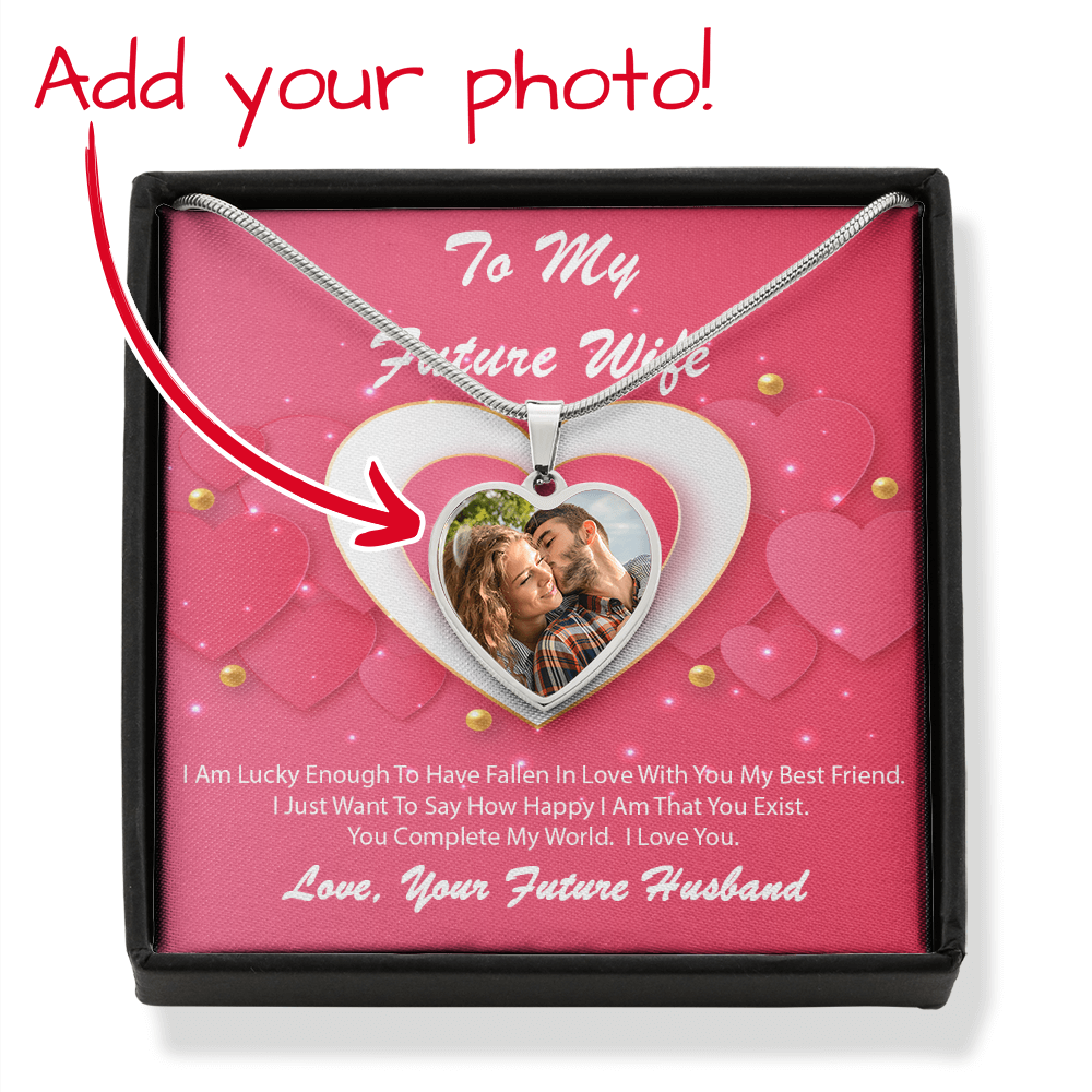 Photo Memory Heart Necklace - Future Wife - Pink Delight
