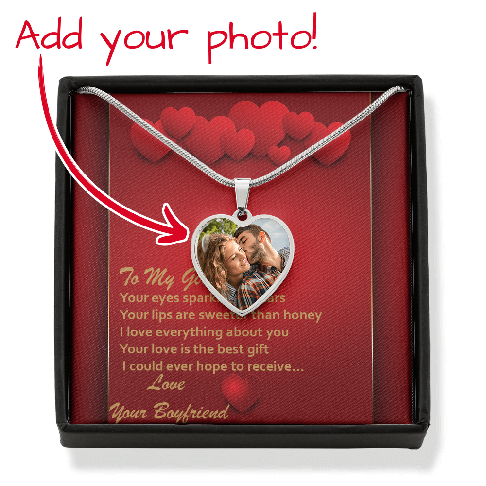 Photo Memory Heart Necklace - Girlfriend - Red Hearts