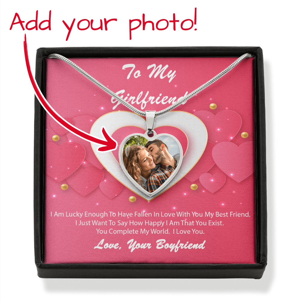 Photo Memory Heart Necklace - Girlfriend - Pink Delight