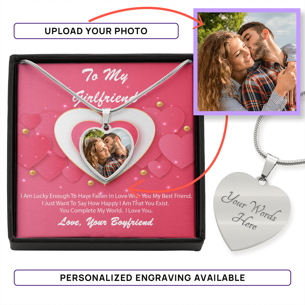 Photo Memory Heart Necklace - Girlfriend - Pink Delight