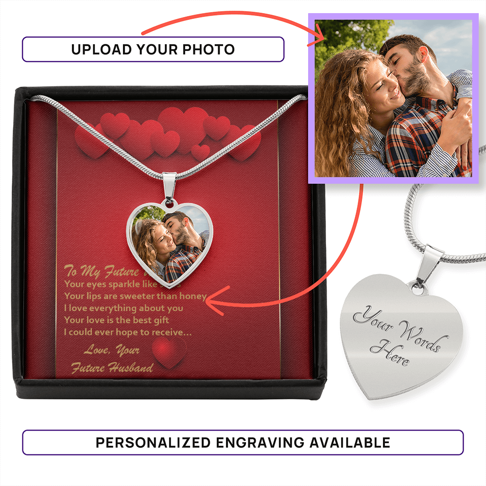 Photo Memory Heart Necklace - Future Wife - Red Hearts