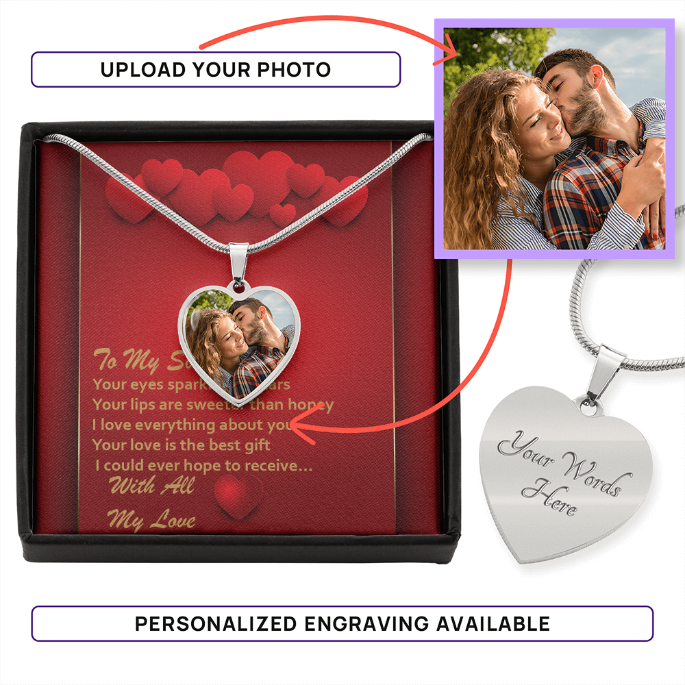 Photo Memory Heart Necklace - Soulmate - Red Hearts