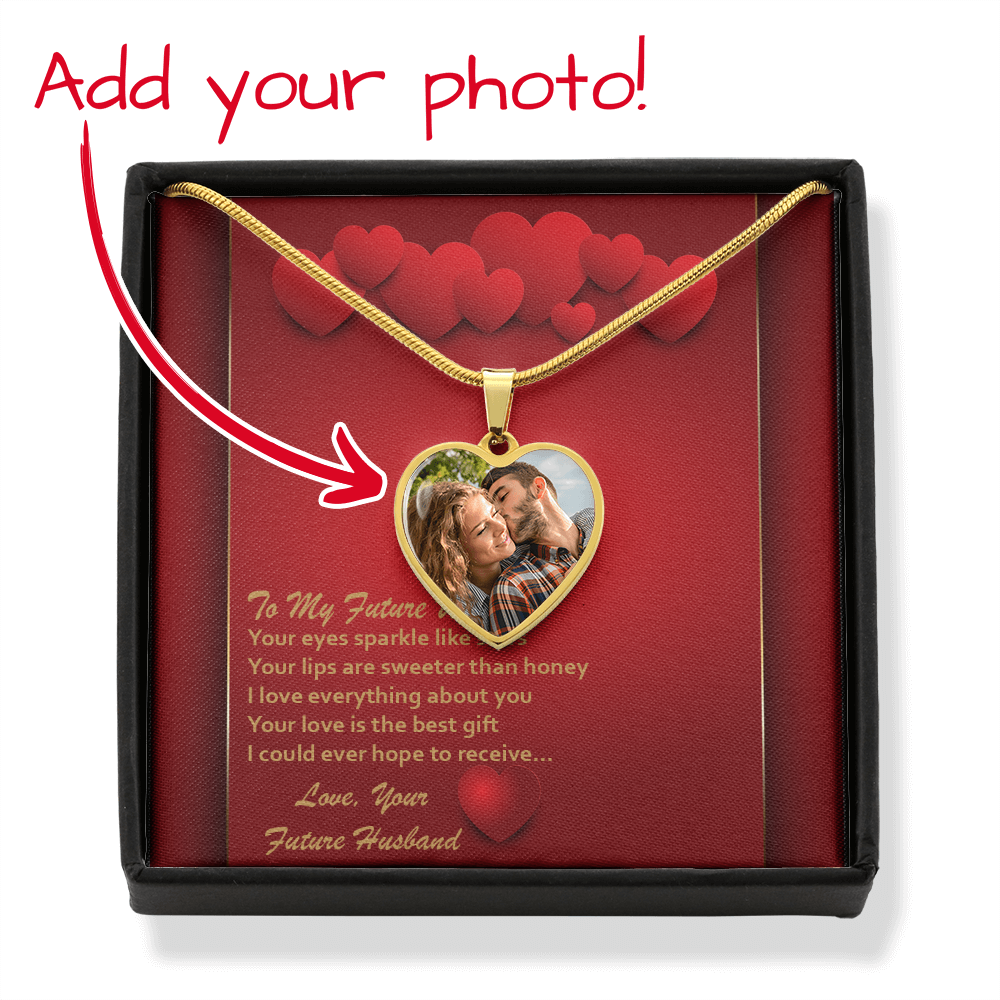 Photo Memory Heart Necklace - Future Wife - Red Hearts