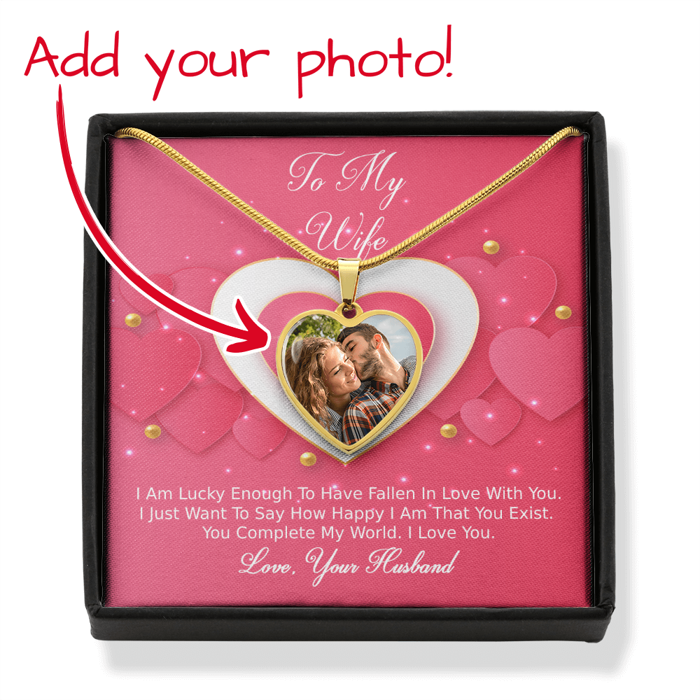 Photo Memory Heart Necklace - Wife - Pink Delight