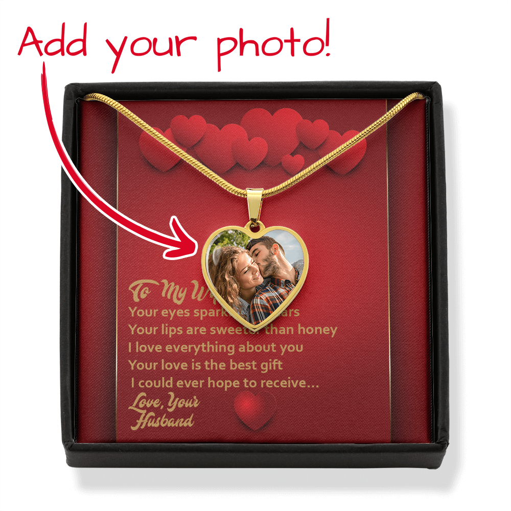 Photo Memory Heart Necklace - Wife - Red Hearts