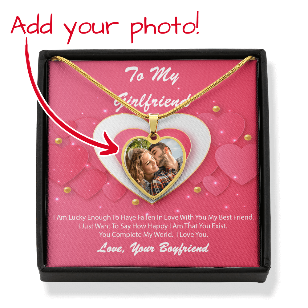 Photo Memory Heart Necklace - Girlfriend - Pink Delight