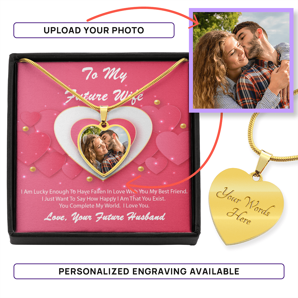 Photo Memory Heart Necklace - Future Wife - Pink Delight