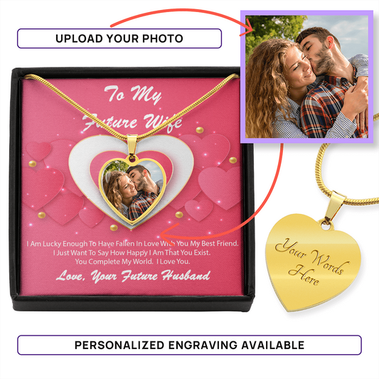 Photo Memory Heart Necklace - Future Wife - Pink Delight