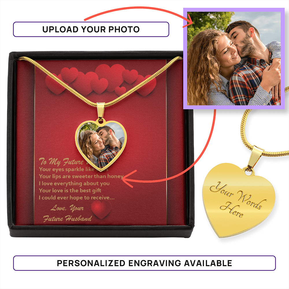 Photo Memory Heart Necklace - Future Wife - Red Hearts