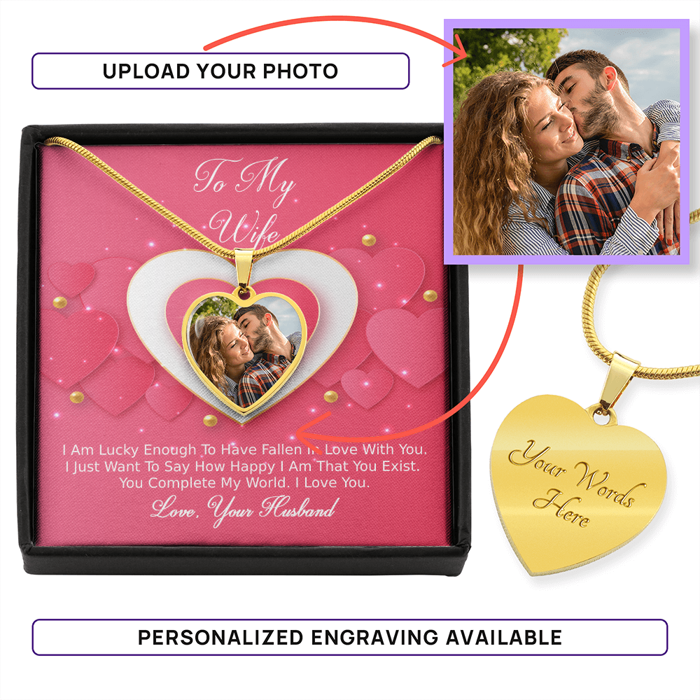 Photo Memory Heart Necklace - Wife - Pink Delight