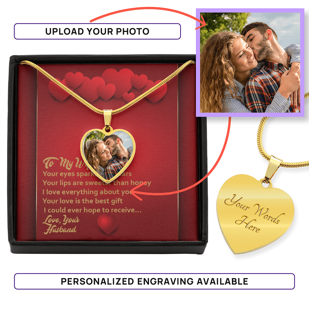 Photo Memory Heart Necklace - Wife - Red Hearts