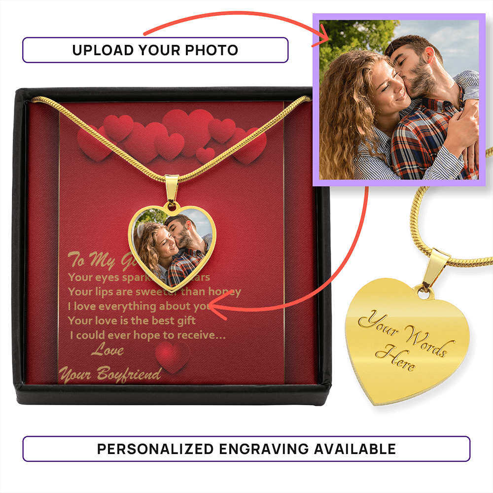 Photo Memory Heart Necklace - Girlfriend - Red Hearts