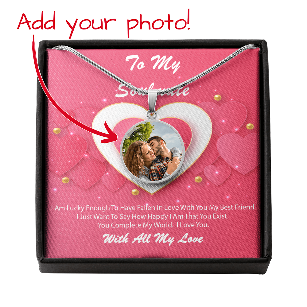 Photo Memory Circle Necklace - Soulmate - Pink Delight