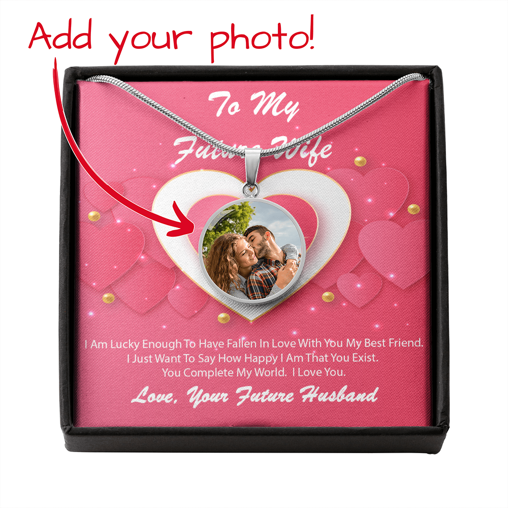 Photo Memory Circle Necklace - Future Wife - Pink Delight