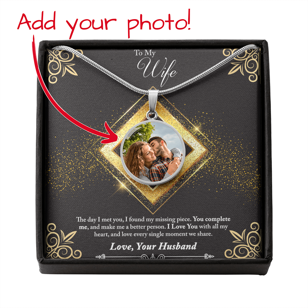 Photo Memory Circle Necklace - Wife - Glitter