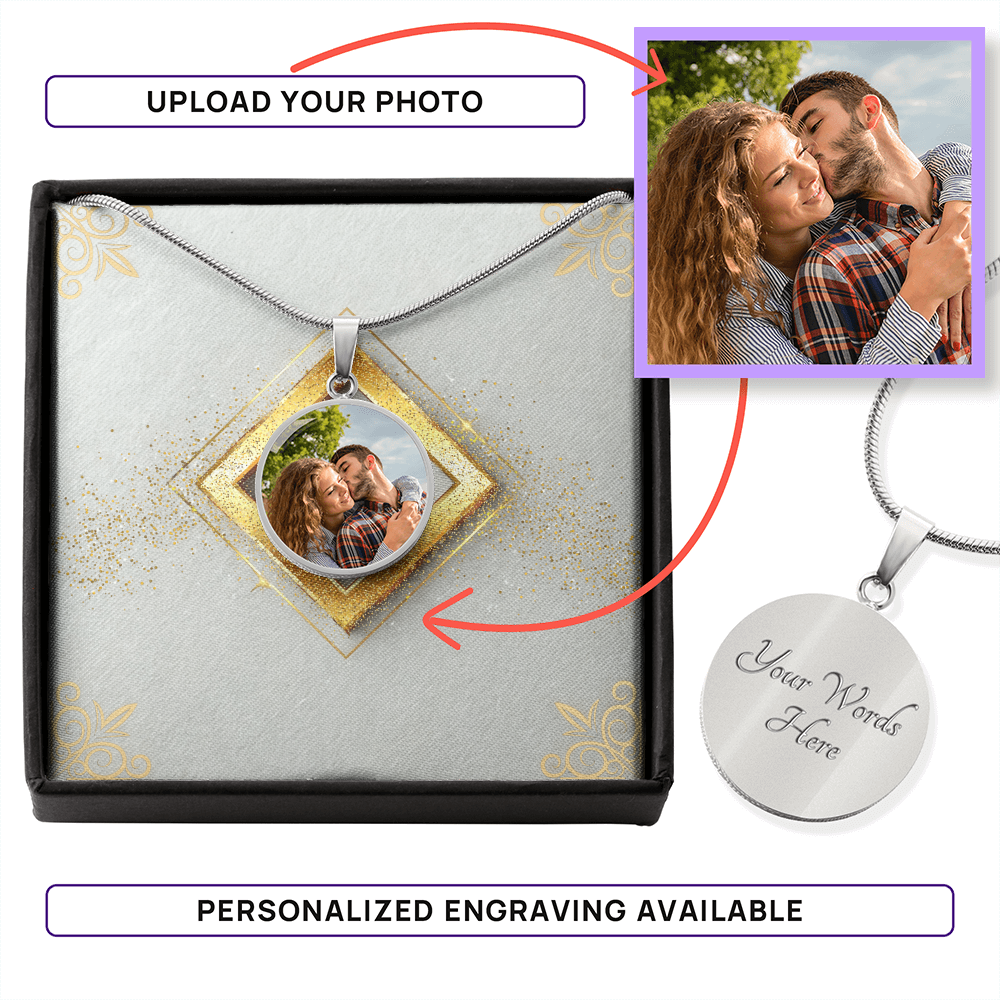 Photo Memory Circle Necklace - Pastel Glitter