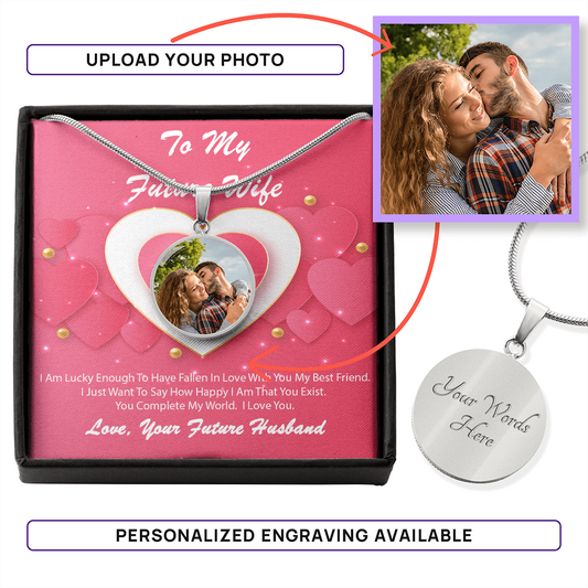 Photo Memory Circle Necklace - Future Wife - Pink Delight