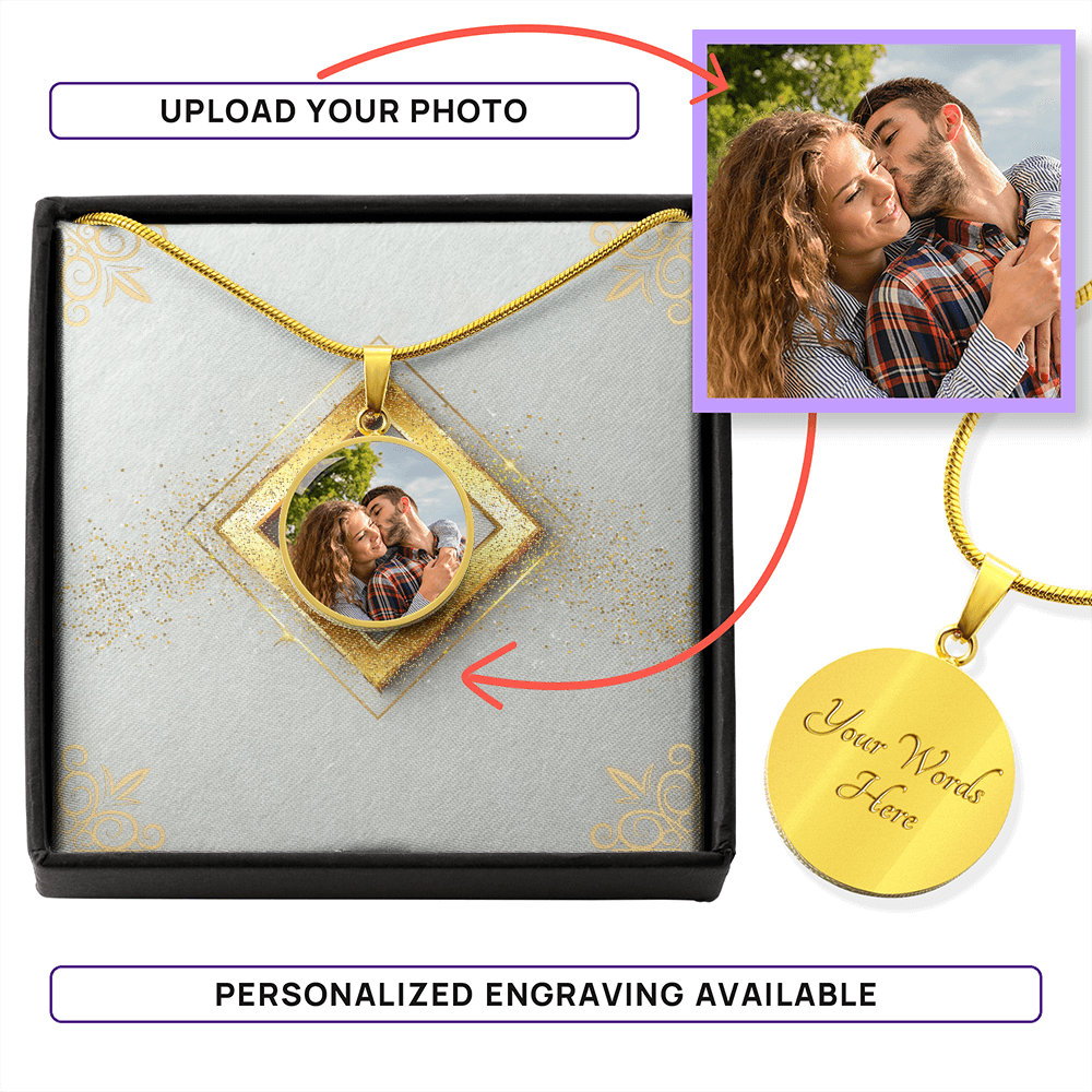 Photo Memory Circle Necklace - Pastel Glitter