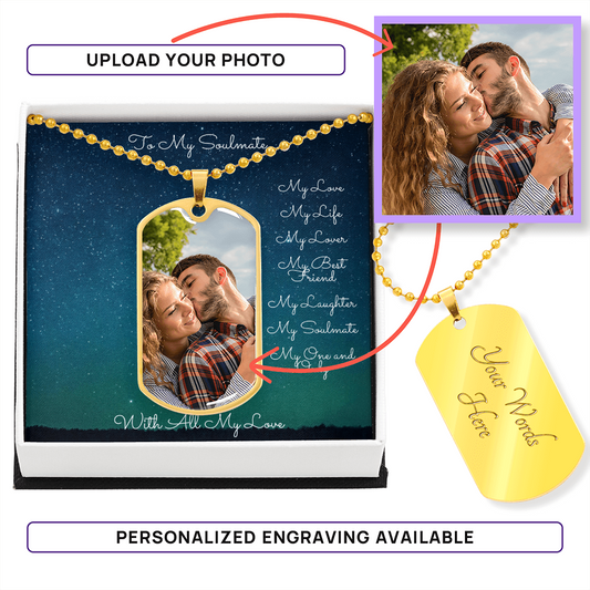 Photo Memory Dog Tag Necklace - Soulmate - Stars