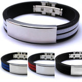 Men's Stainless Steel Rubber Bracelet