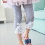 Girls' Bow Lace Leggings