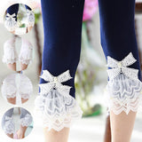 Girls' Bow Lace Leggings